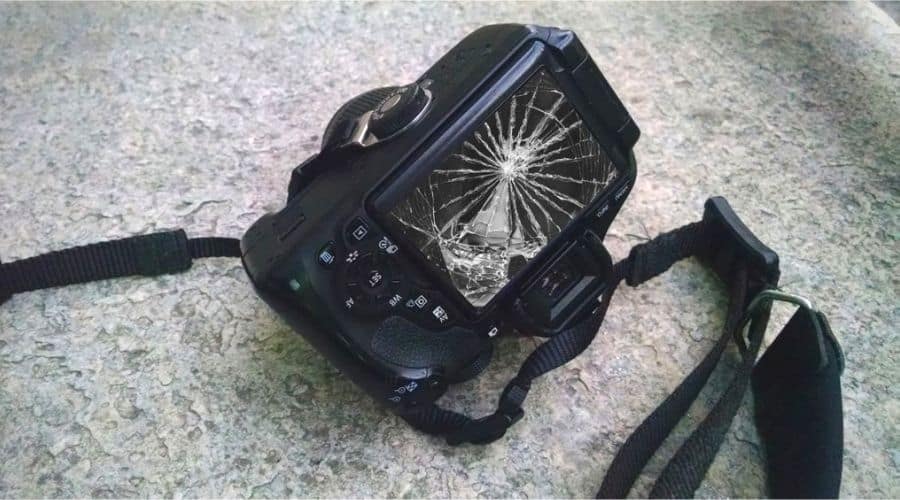 A digital camera with broken screen