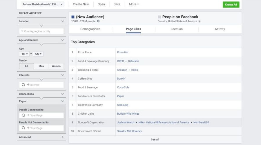 Facebook audience insight tool